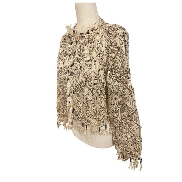 Sandy Starkman Crochet Fringe Beaded Boho Jacket - Picture 4 of 9